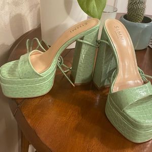 Mint green platform heels